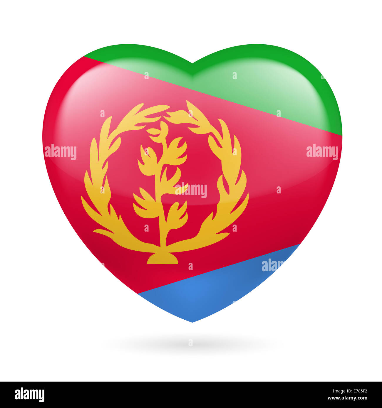 Herz mit eritreischen Flagge Farben. Ich liebe Eritrea Stockfoto