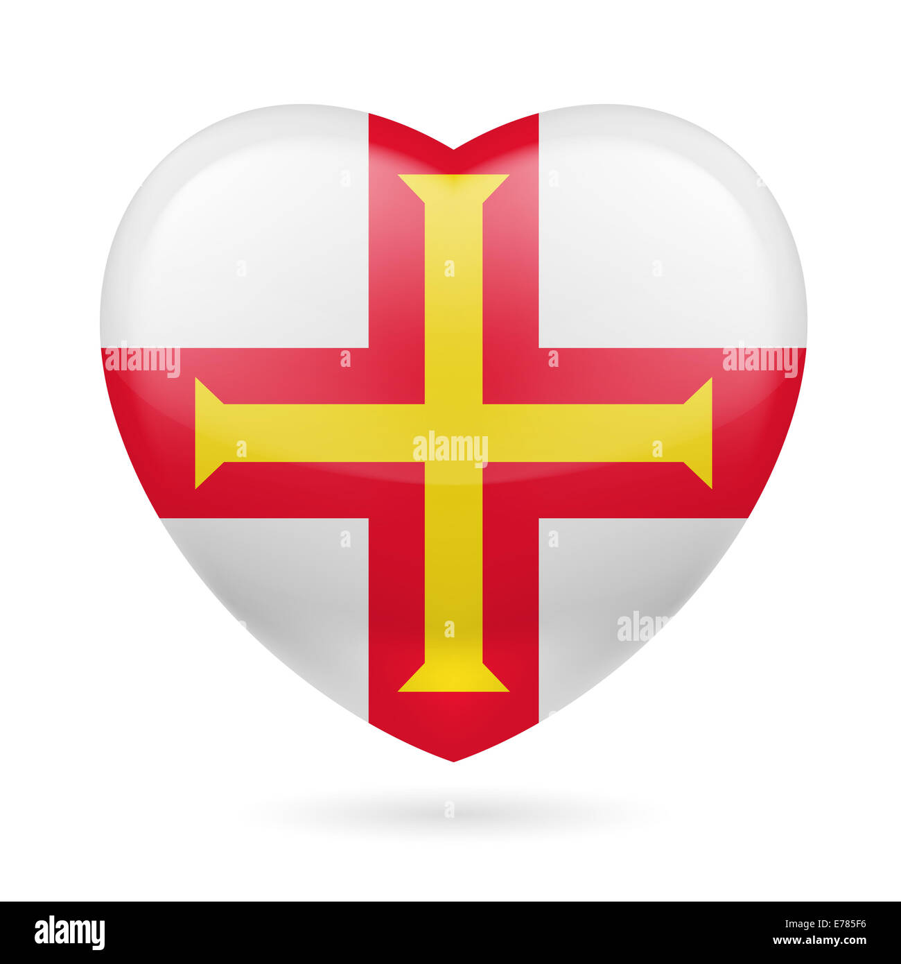 Ich liebe es Guernsey. Herz mit Flaggendesign Stockfoto