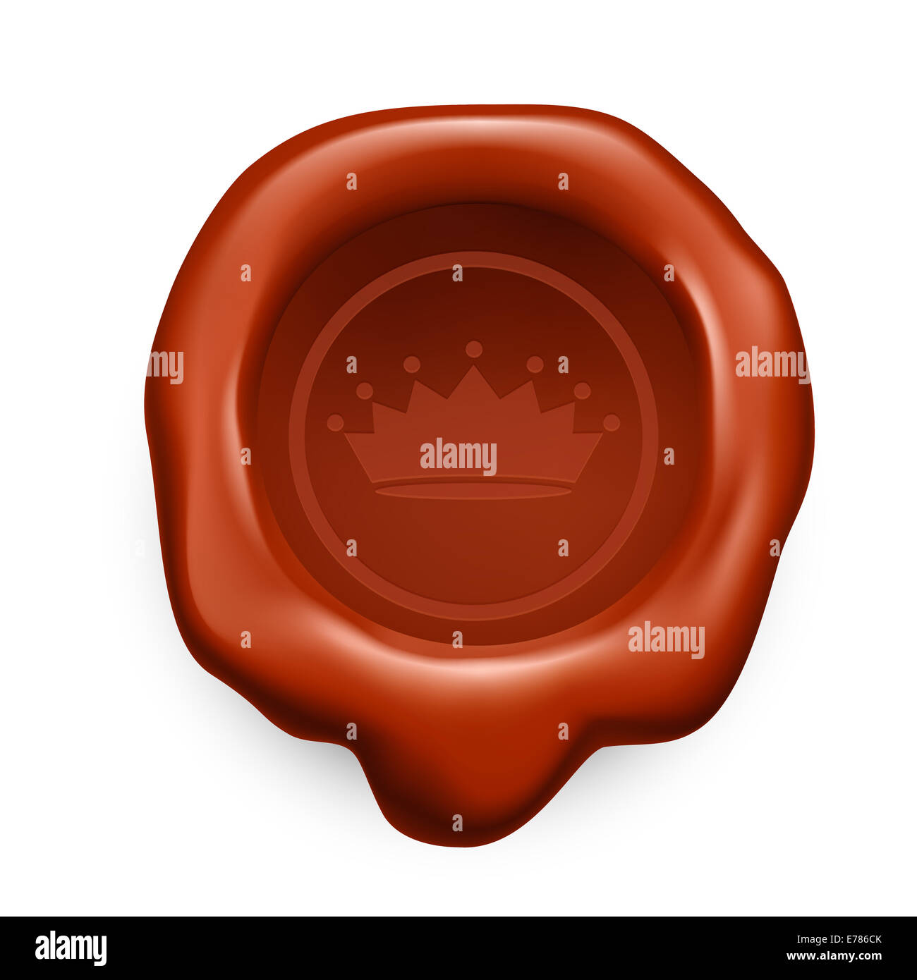 Braune Siegellack. Krone mit sieben Tipps Stockfoto