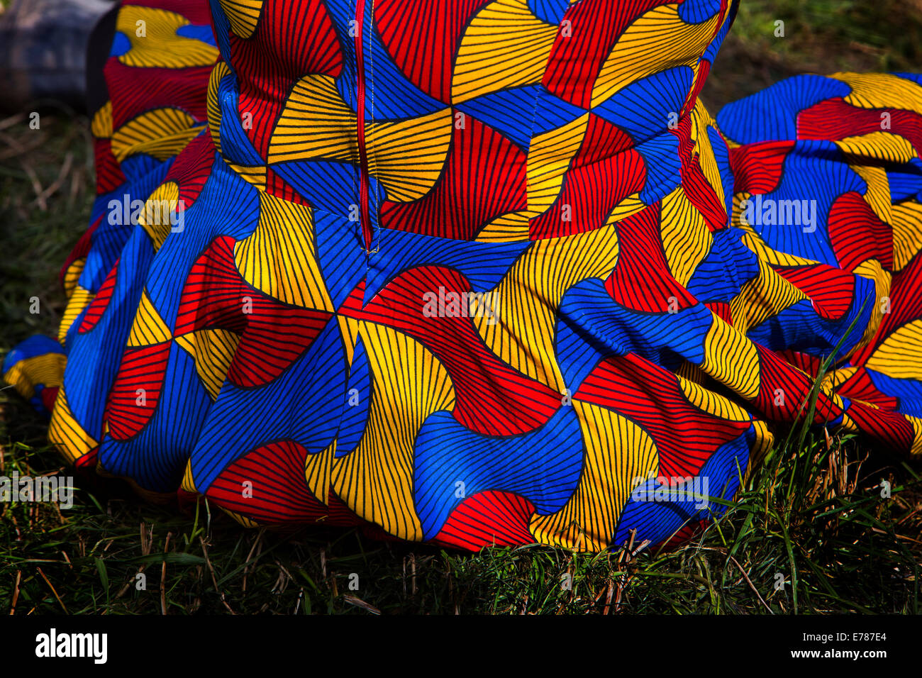 gemustertes Kleid, Glastonbury Festival. Stockfoto