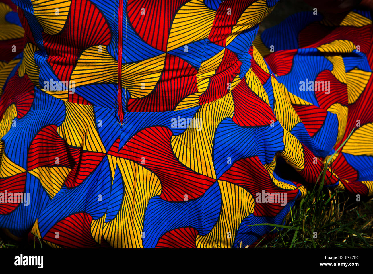 gemustertes Kleid, Glastonbury Festival. Stockfoto