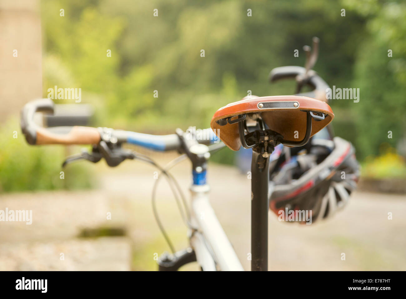 Leder-Fahrradsitz. Stockfoto