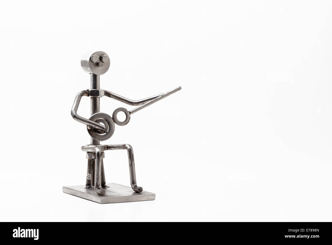 auf weiß, was Sie und Edelstahl Banjo Stockfoto