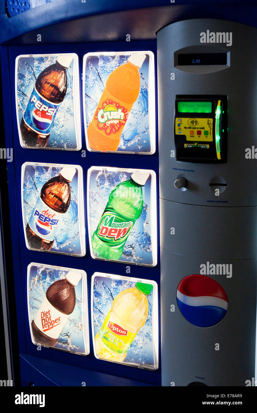 Pepsi Flaschen Cola und Soda Automaten - USA Stockfoto