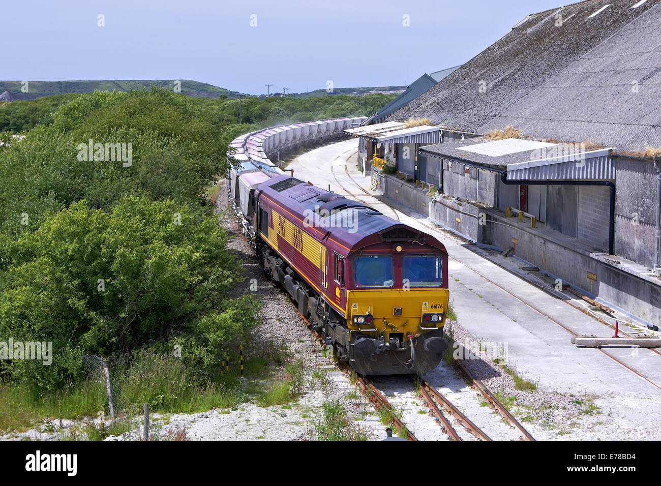 66176 Köpfe auf dem Burngullow Ast mit einer Belastung von CDA und von Traviscoe für Fowey auf der 2. Juli 2014. Stockfoto