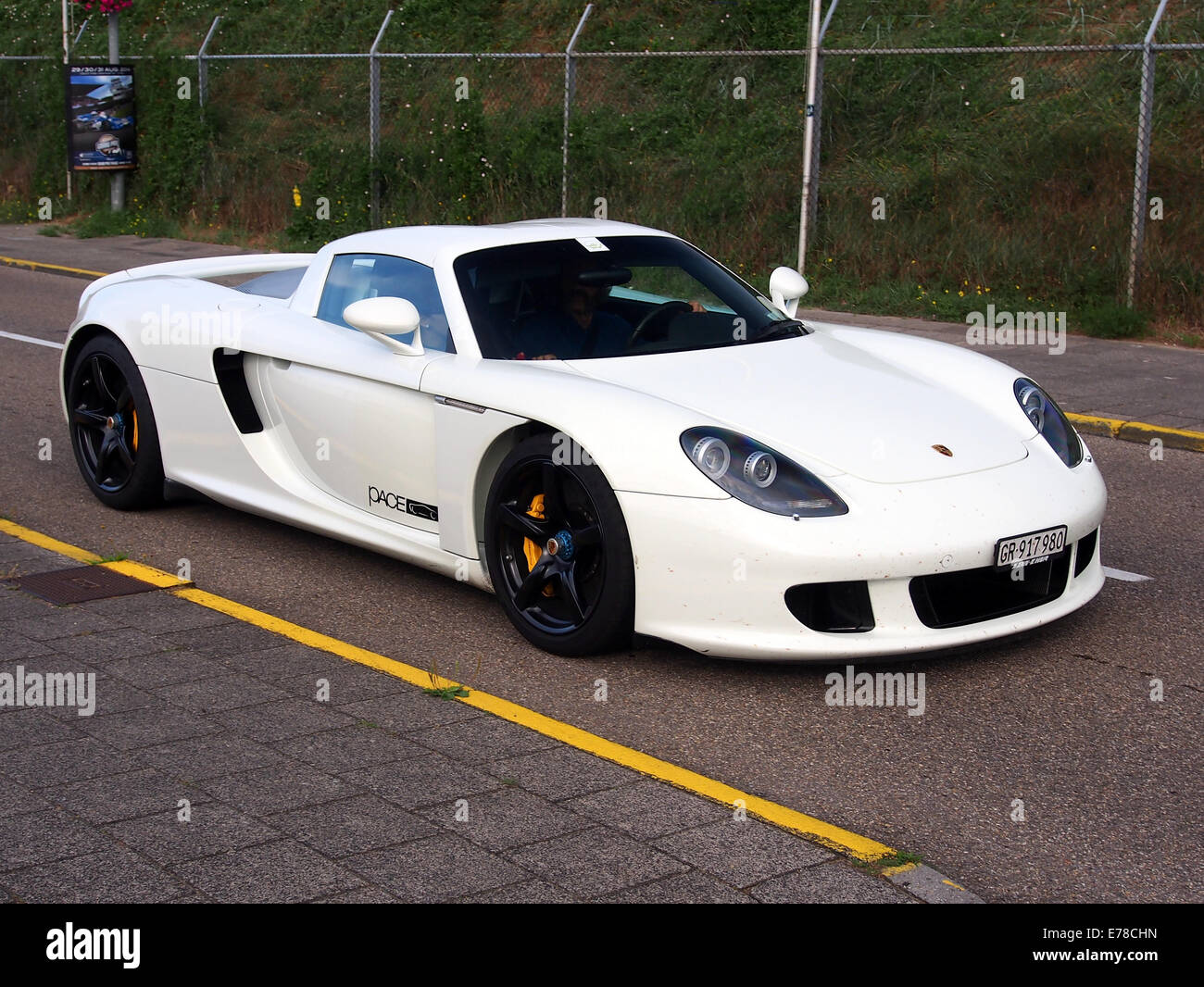 Weiße Porsce Carrera GT11 Stockfoto