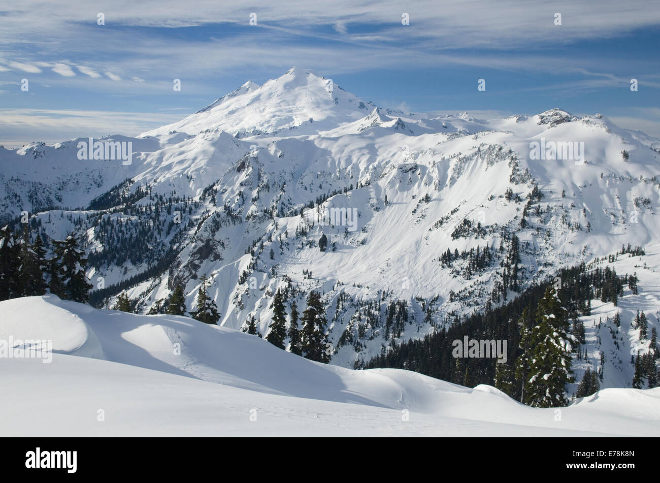 Mount Baker, 10.781 ft (3.286 m) im Winter, North-Cascades-Washington Stockfoto