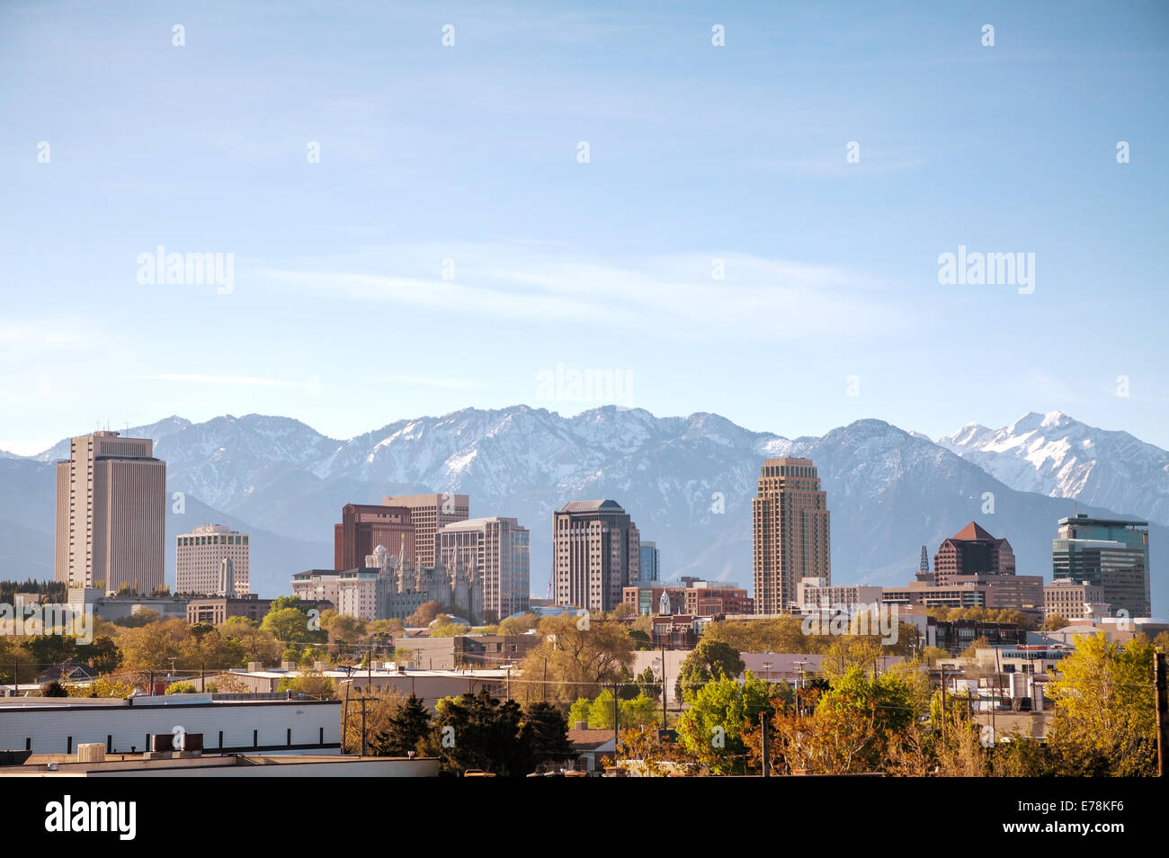 Salt Lake City downtown Übersicht am Morgen Stockfoto