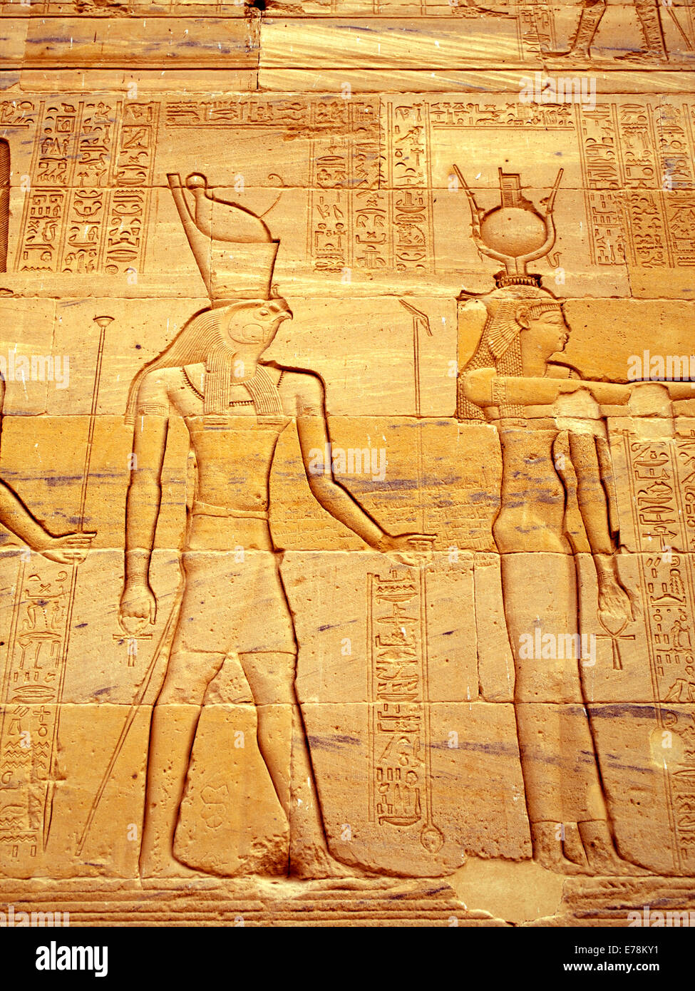 Relief im Philae Tempel Stockfoto