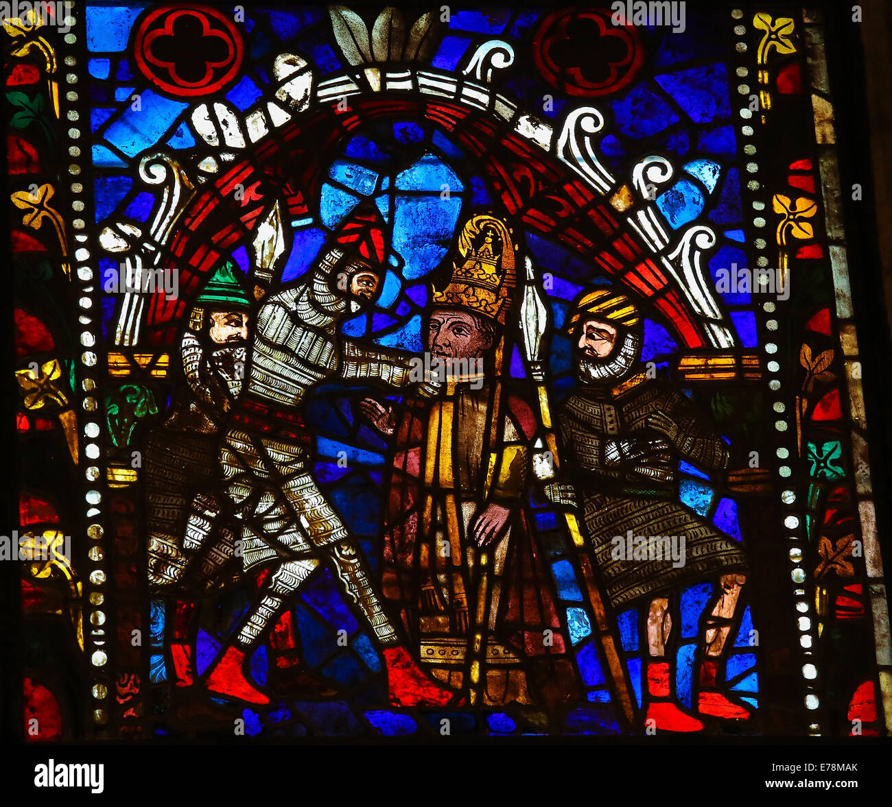 Glasmalerei-Fenster Darstellung christlichen Märtyrer in der Kathedrale von León, Kastilien und Leon, Spai Stockfoto