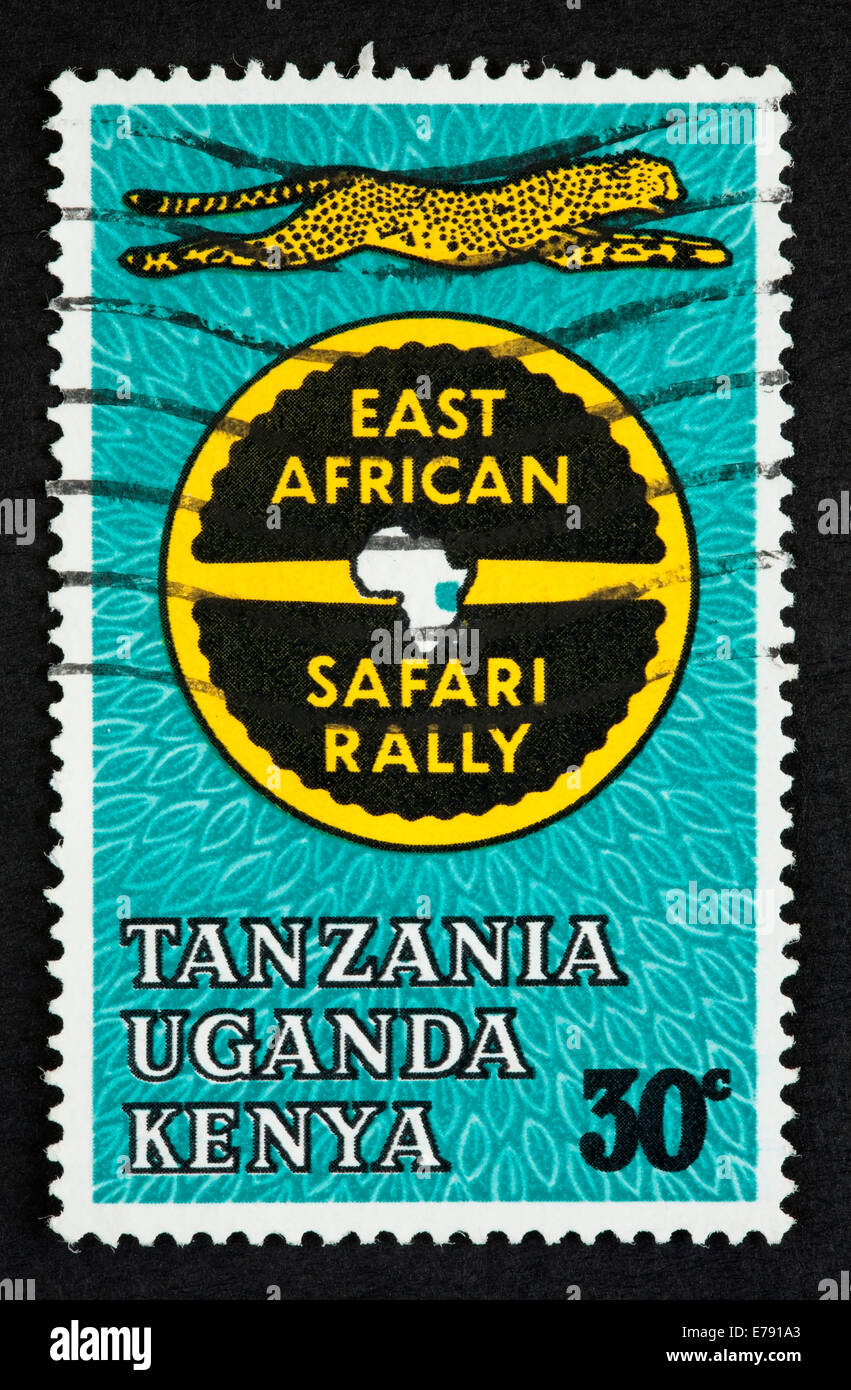 East African Safari Rallye-Briefmarke Stockfoto