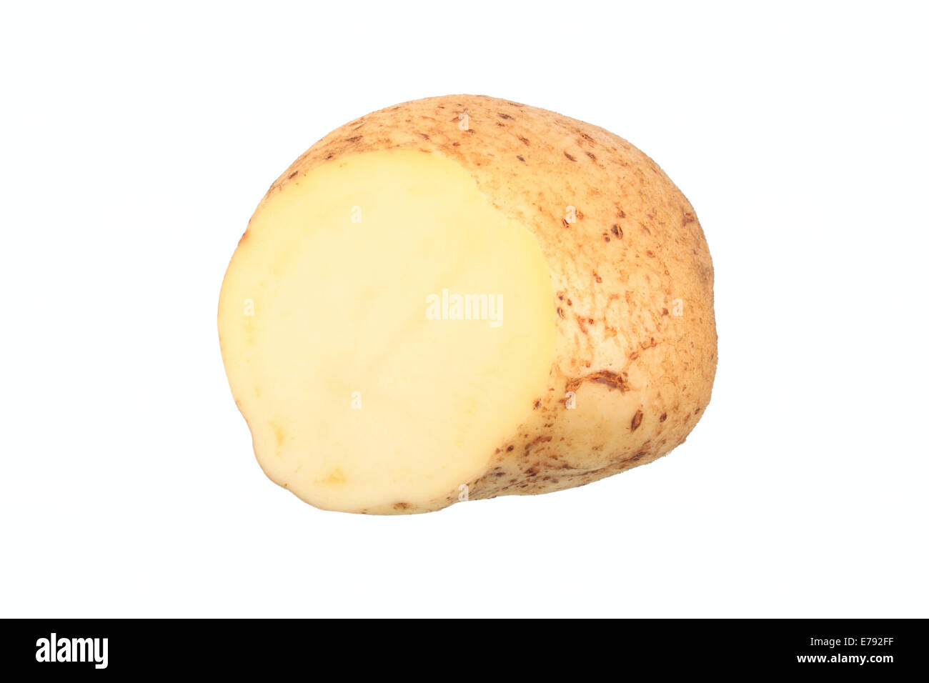 Kartoffel, "Mehlige Mühlviertler" Sorte, in zwei Hälften geschnitten Stockfoto
