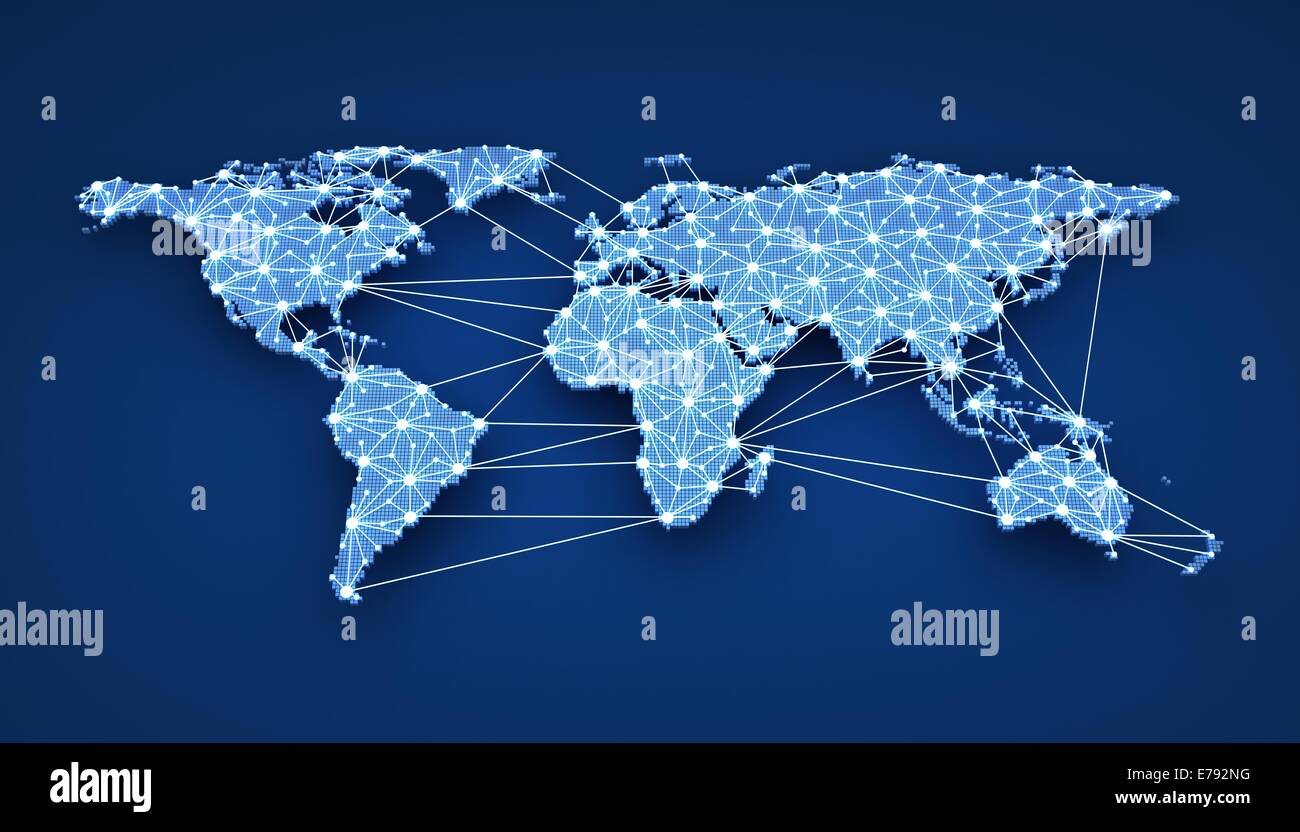 World-Wide-Web auf blauem Hintergrund (durchgeführt in 3d) Stockfoto