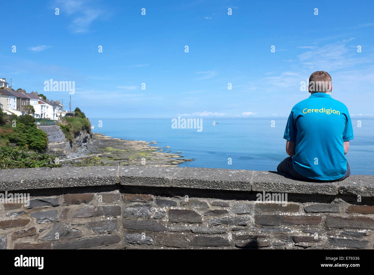 Ceredigion Blick aus Meer New Quay Wales Stockfoto