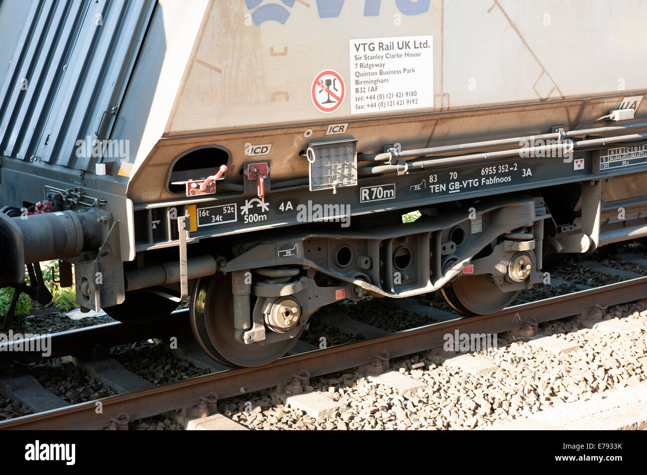 Güterzug Räder Bremsen Fahrwerk Fahrwerk Stockfoto