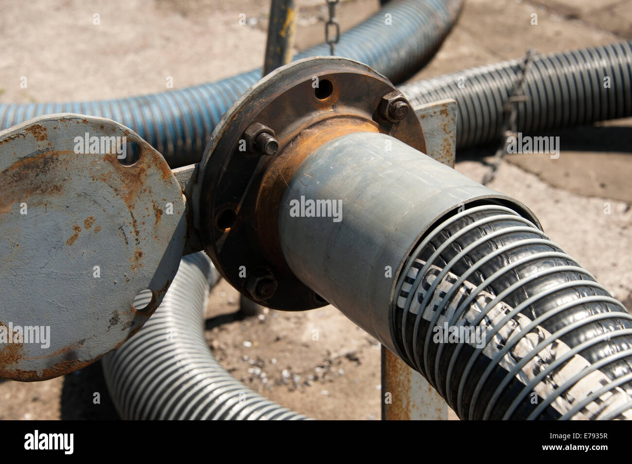 Rohr Flansch Dichtung Schlauch Kraftstoff brennbare Dichtung Stockfoto