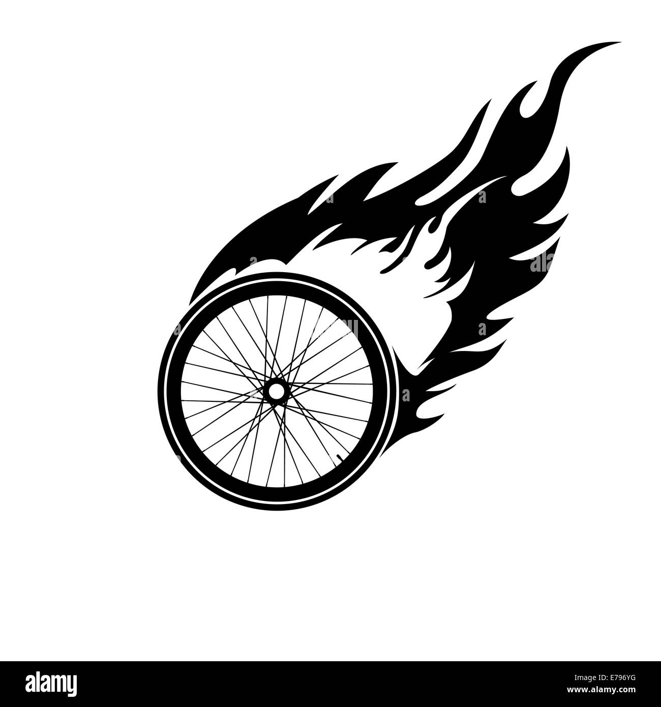 Brennende Symbol für ein Fahrrad-Rad Stockfoto