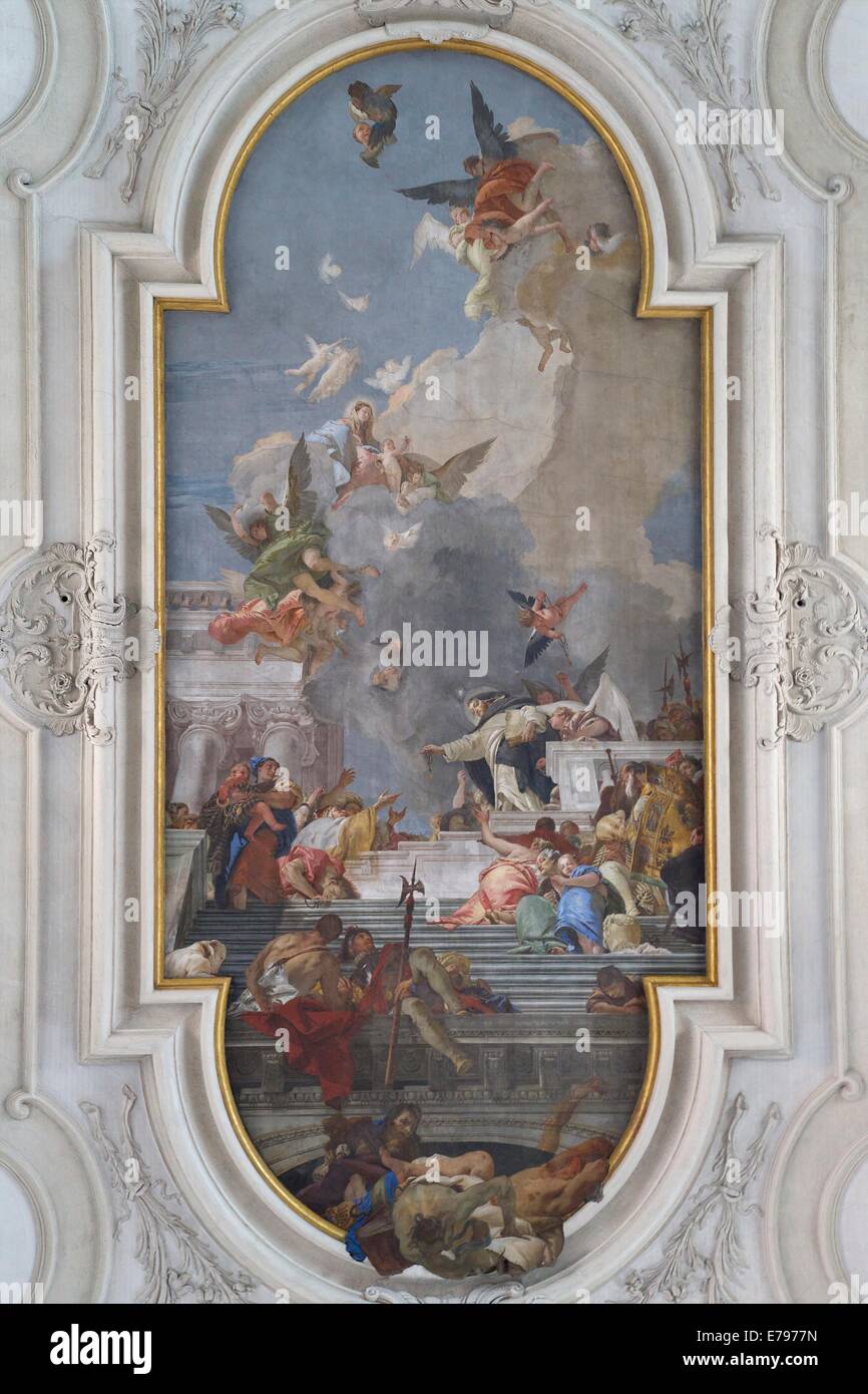 Institution des Rosenkranzes, durch Giambattista Tiepolo, 1737-39, Santa Maria del Rosario, Gesuati, Venedig, Italien, Europa Stockfoto