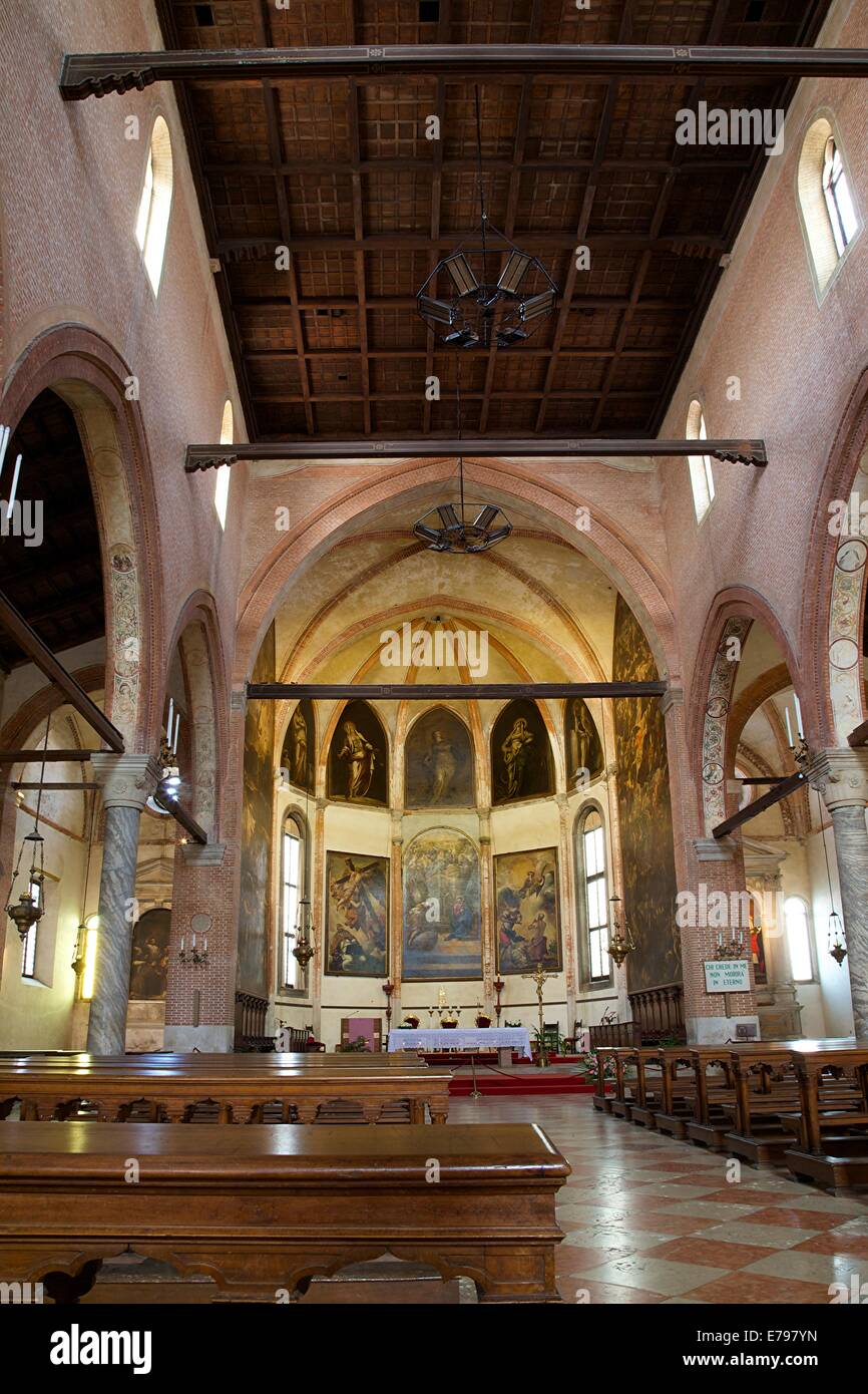 Kirchenschiff und Interieur, Kirche der Madonna Orto, Cannaregio, Venedig, Italien, Europa Stockfoto