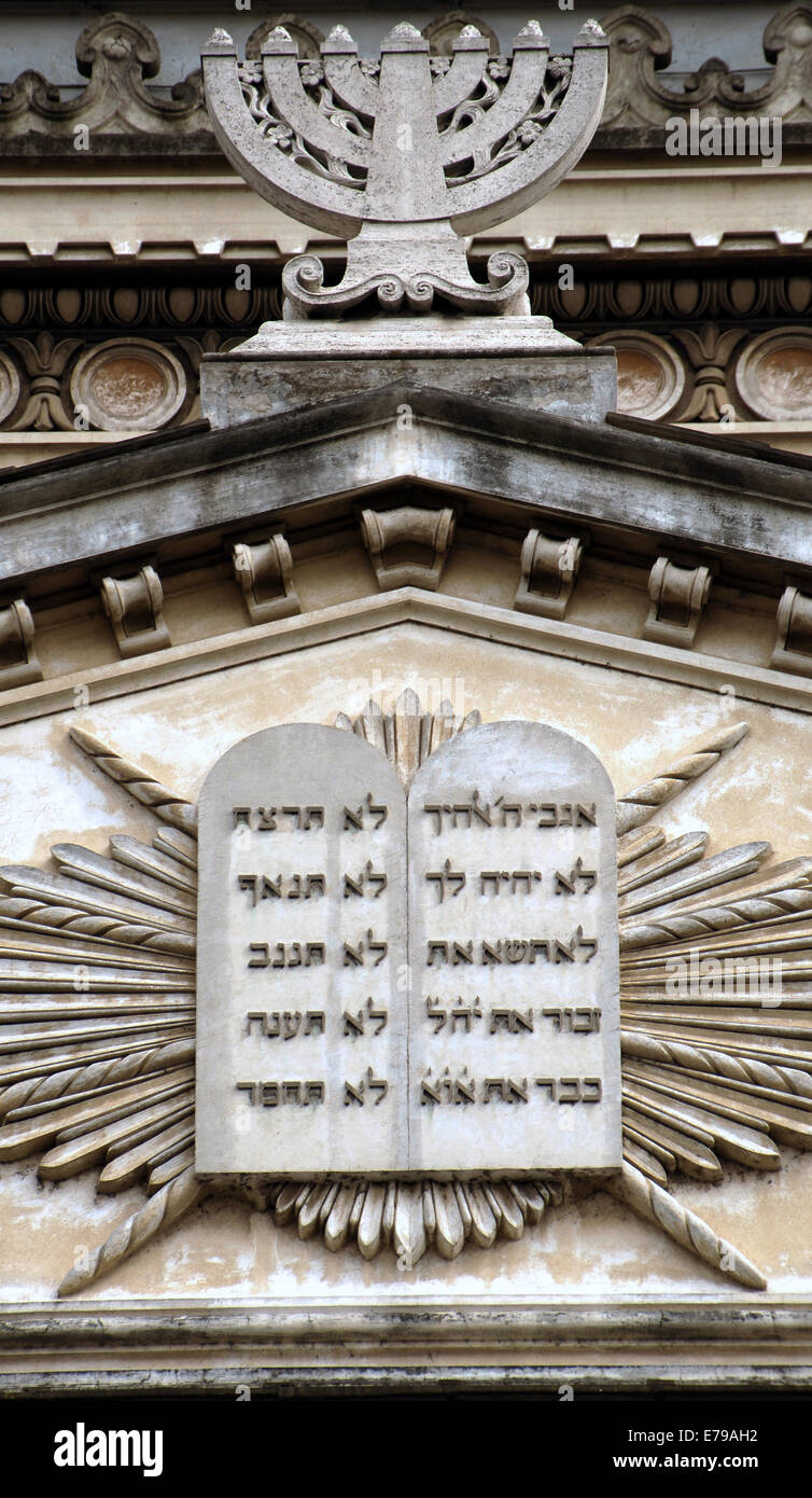 Italien. Rom. Große Synagoge von Rom, 1901-1904. Von Vincenzo Costa und Osvaldo Armanni gebaut. Eklektischen Stil. Von außen. Stockfoto