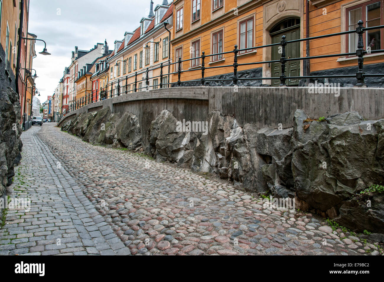 Kopfsteinpflaster, Sodermalm, Stockholm. Stockfoto