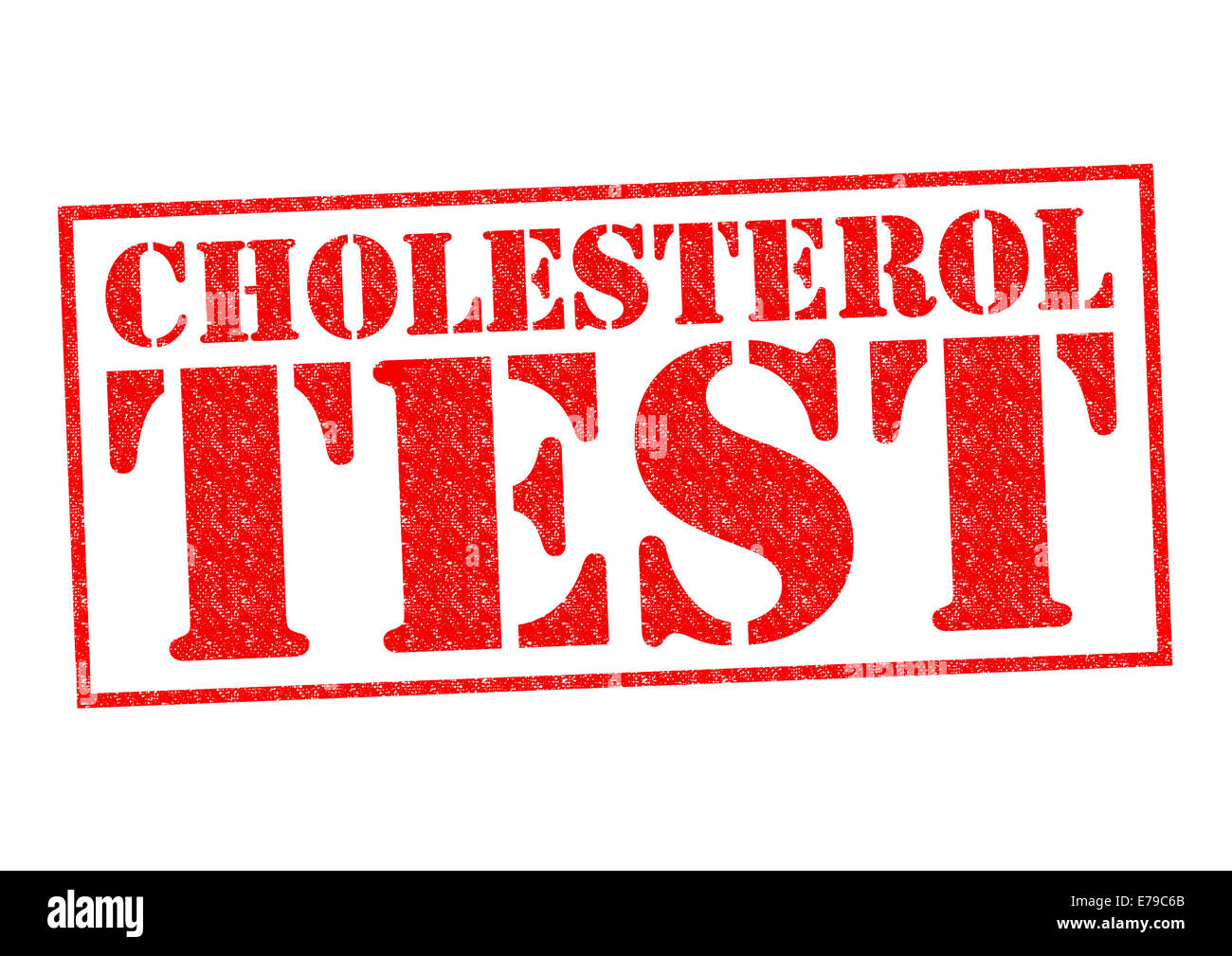 Cholesterin-TEST roten Stempel auf einem weißen Hintergrund. Stockfoto