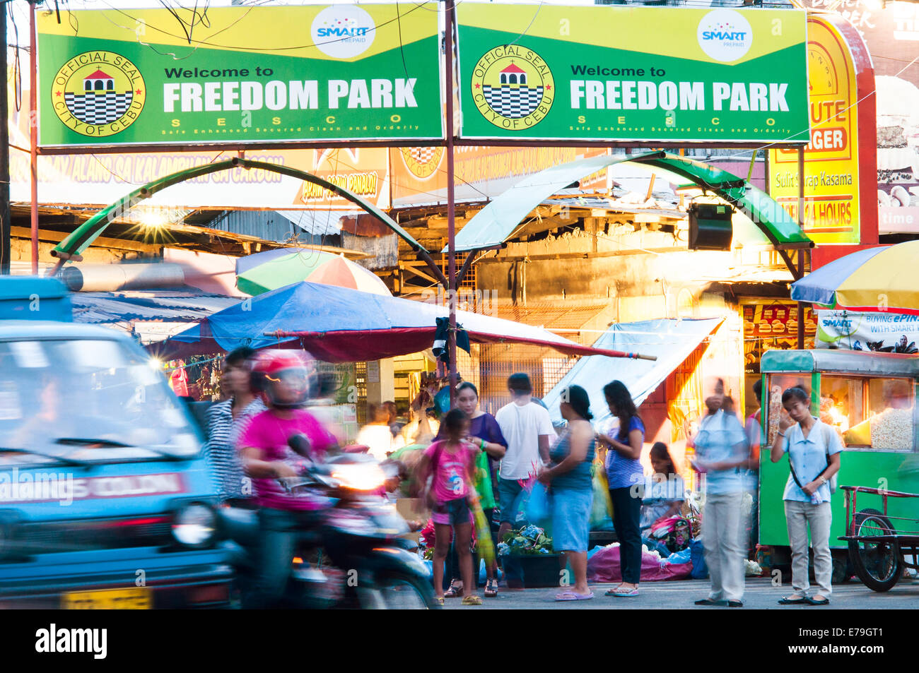 Freedom Park Carbon Market und Street Szene, Cebu City, Philippinen Stockfoto