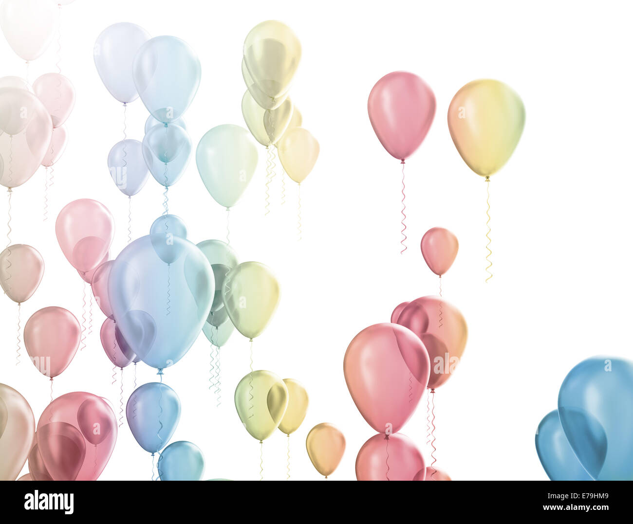 Multi Farbe Pastell Farbe Party Luftballons isoliert auf weiss Stockfoto