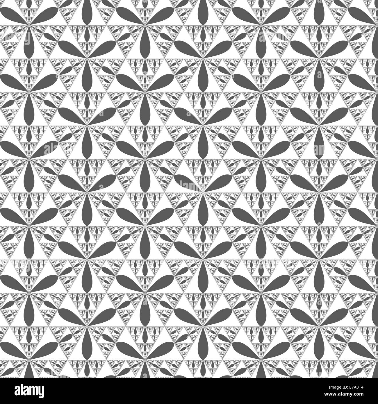 Holzkohle und weißen Sierpinski Dreiecke bilden eine Muster Stockfoto