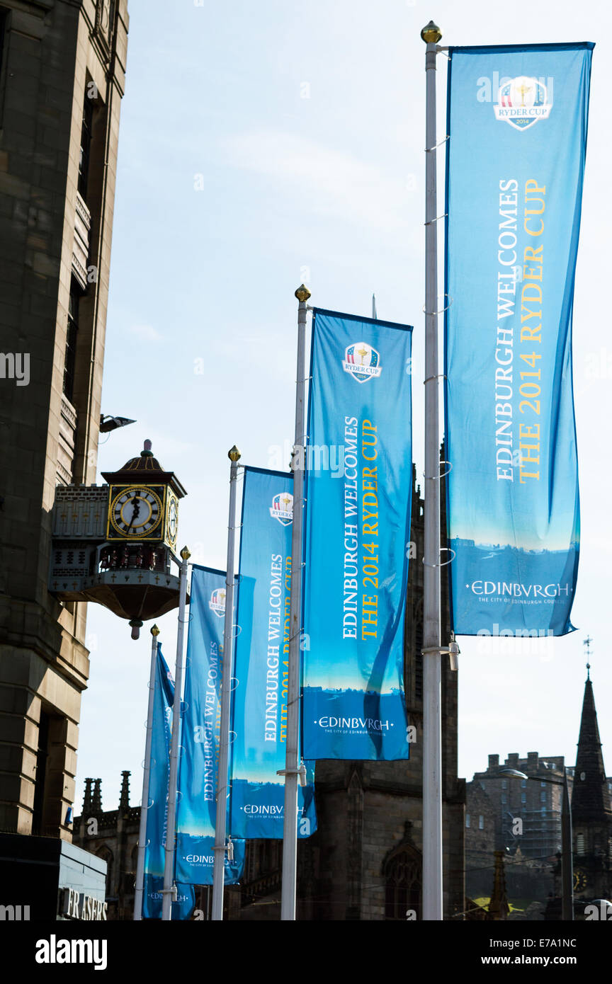 Edinburgh begrüßt kennzeichnet den Ryder Cup 2014 in der Princes Street Stockfoto