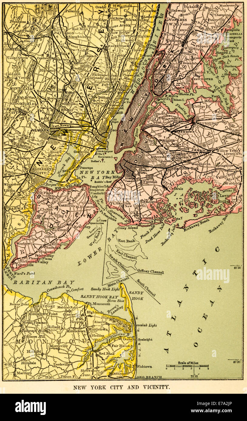 New York und Umgebung Karte Stockfoto