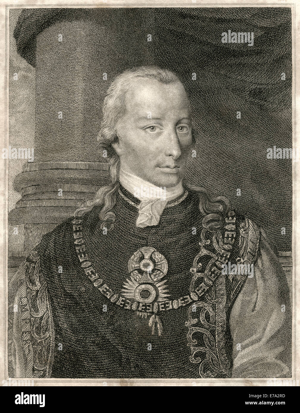 Francis ich (auch bekannt als Francis II, 1768-1835), erster Kaiser von Österreich, Porträt, Gravur aus Gemälde von A. Dumont, 1815 Stockfoto