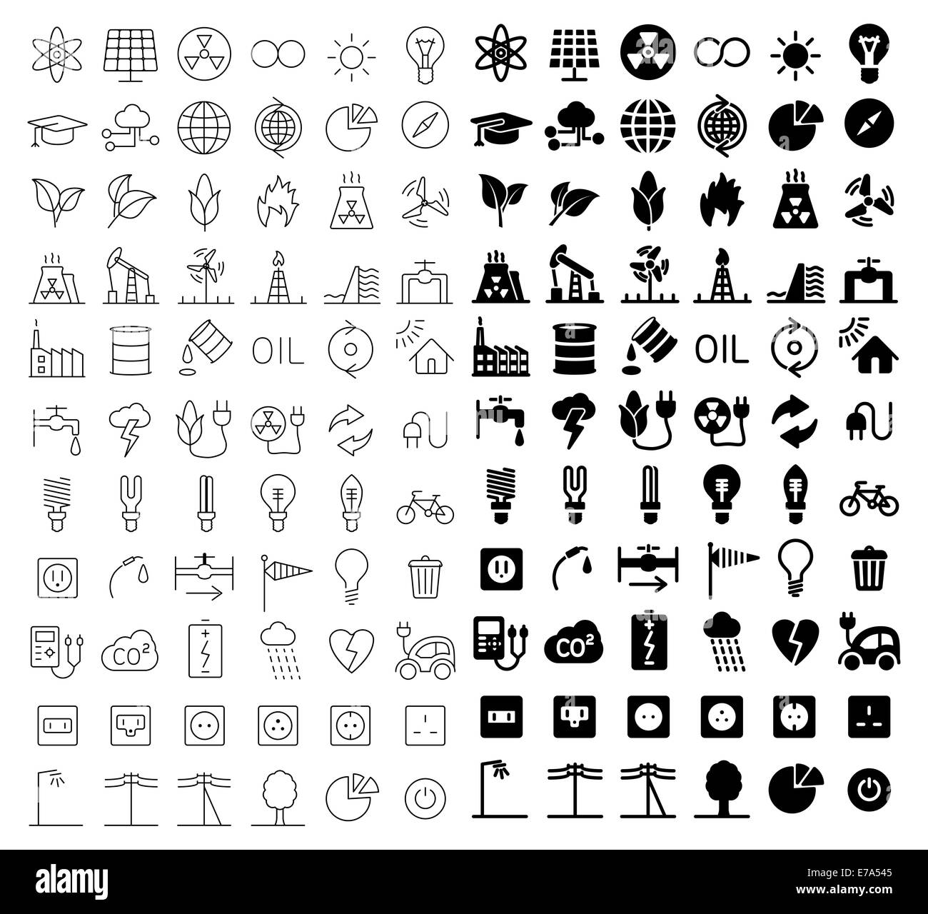 Energie- und Ressourceneffizienz-Icon-set Stockfoto