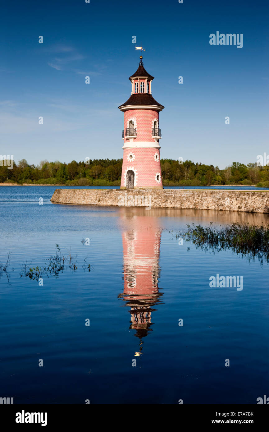 Moritzburg Leuchtturm, Niederer Großteich, Great Lake, Moritzburg, Sachsen, Deutschland Stockfoto