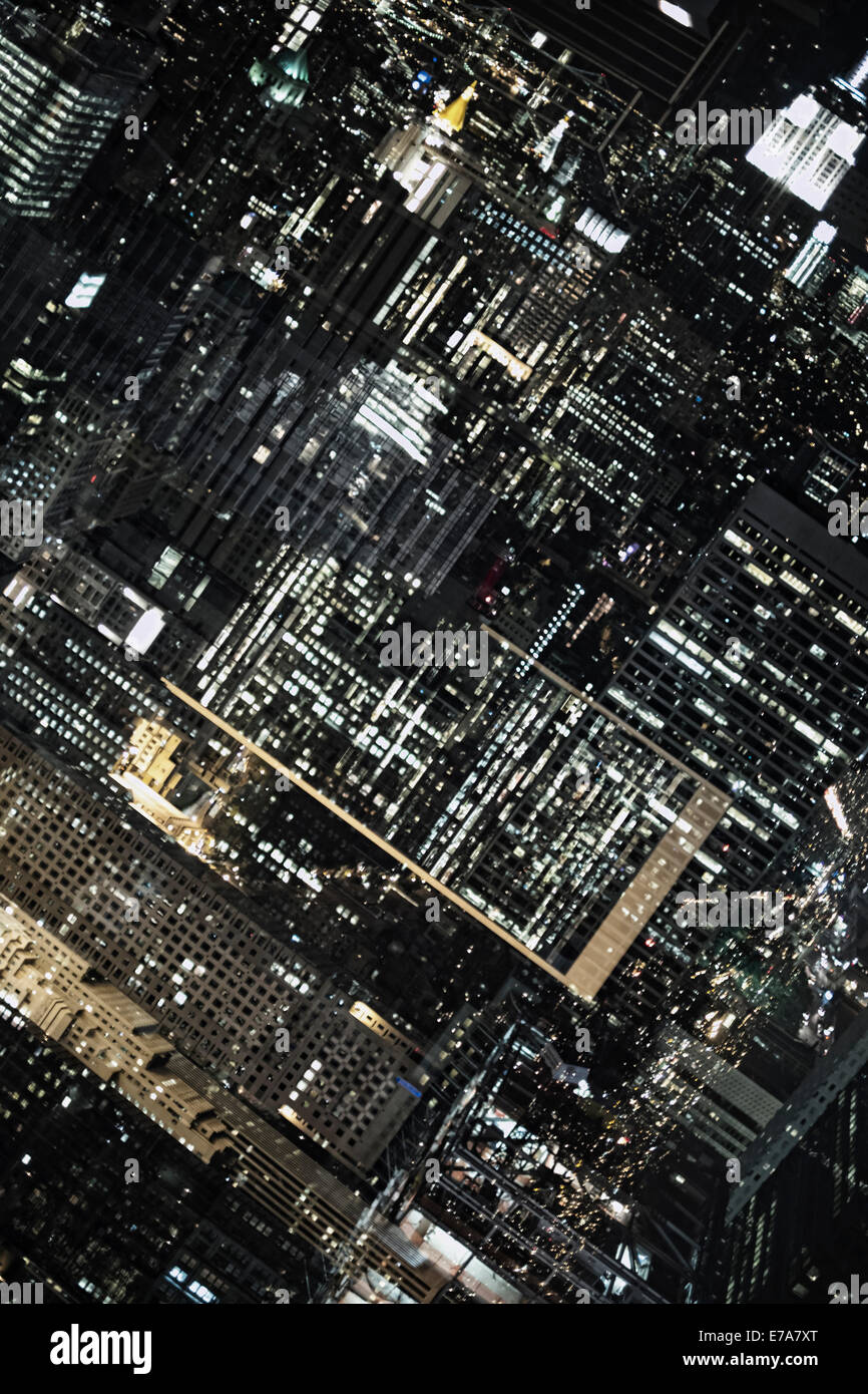 Doppelbelichtung Financial District von Manhattan, New York, USA Stockfoto