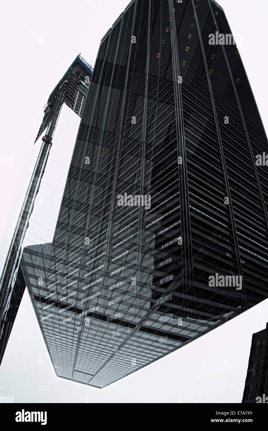 Vielschichtige Wirkung von corporate Wolkenkratzer Stockfoto