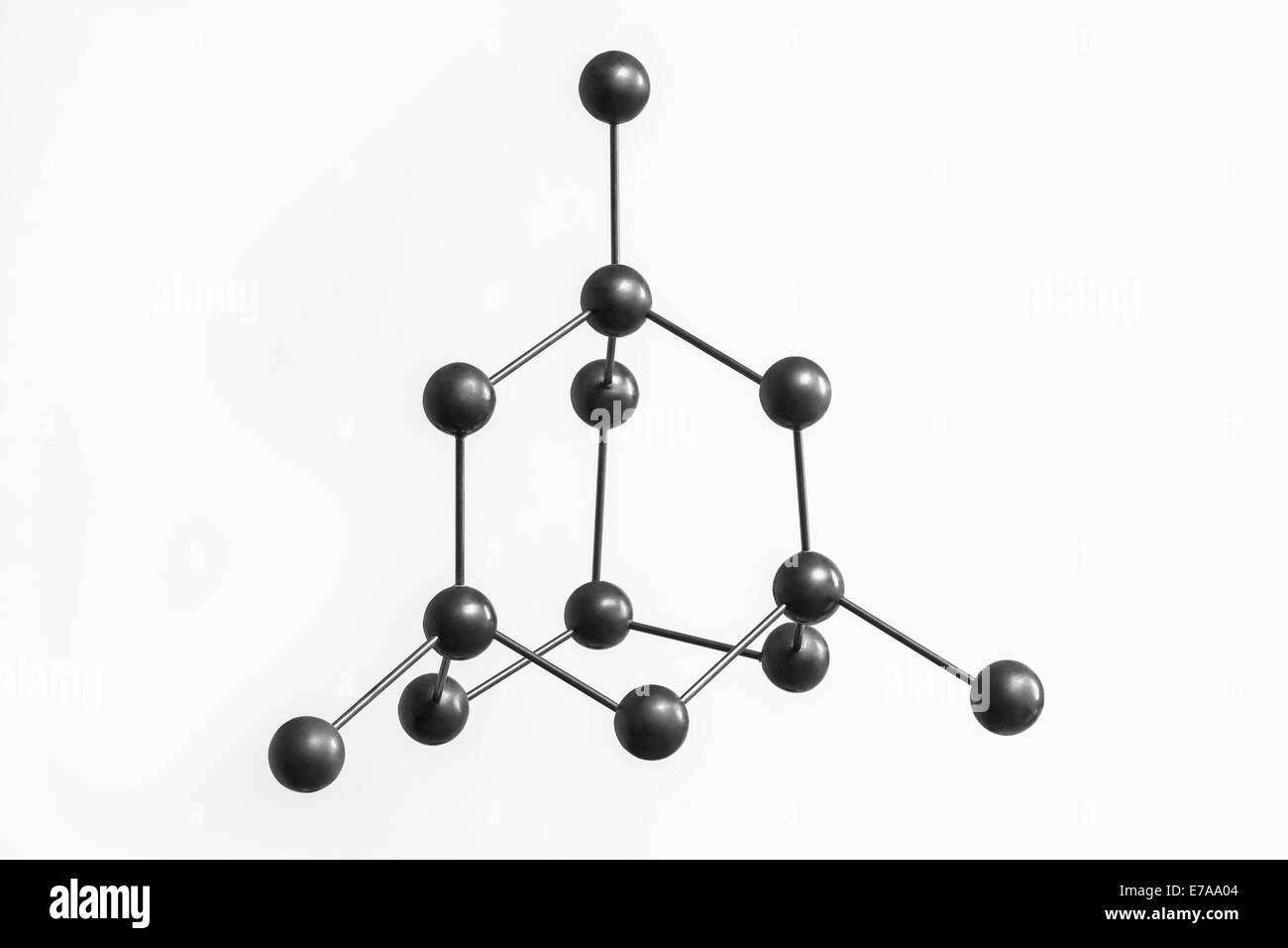 Schwarzen Molekularstruktur vor weißem Hintergrund Stockfoto