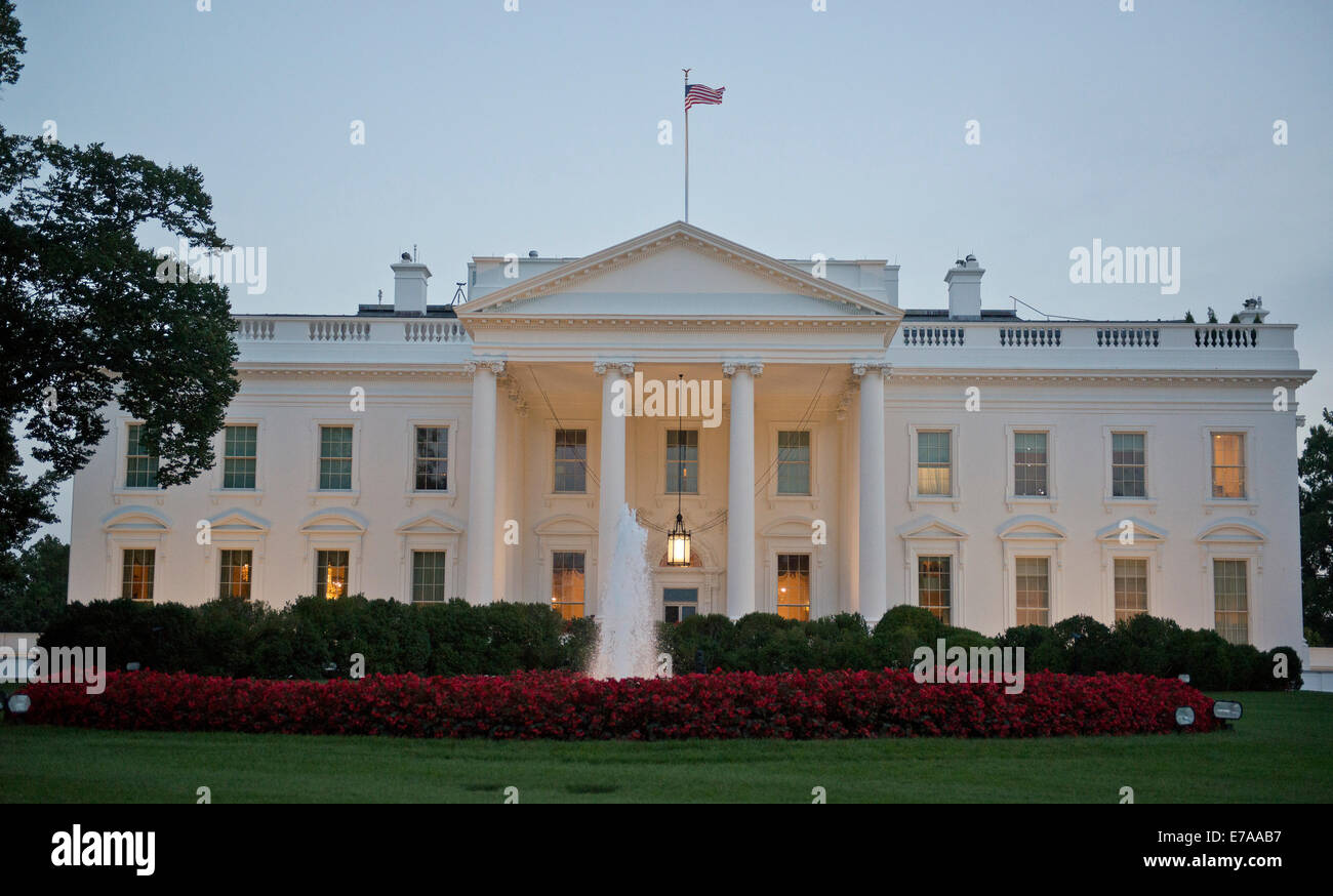 Nordseite des weißen Hauses in Washington, D.C. vor US-Präsident Barack Obama-Rede an die Nation am Mittwoch, 10. September 2014. Bildnachweis: Ron Sachs / Pool über CNP kein Draht-SERVICE Stockfoto