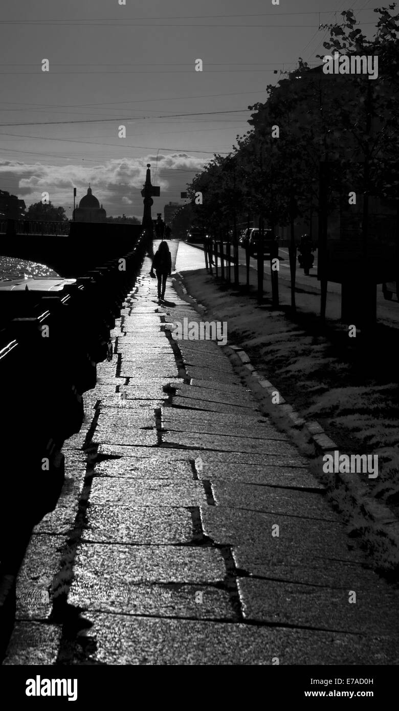 Ufer des Flusses Fontanka in Sankt-Petersburg Stockfoto