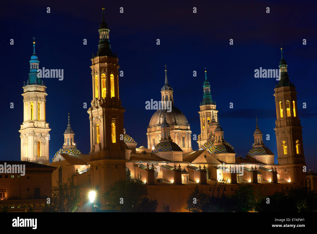 Basilica del Pilar, Zaragoza, Aragon, Spanien Stockfoto