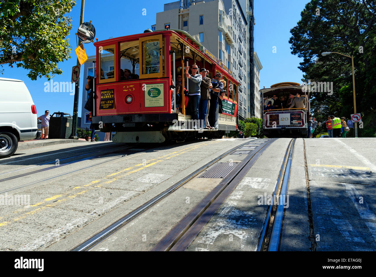 Die historische Cable Car auf Hyde Street, San Francisco, Kalifornien, USA Stockfoto