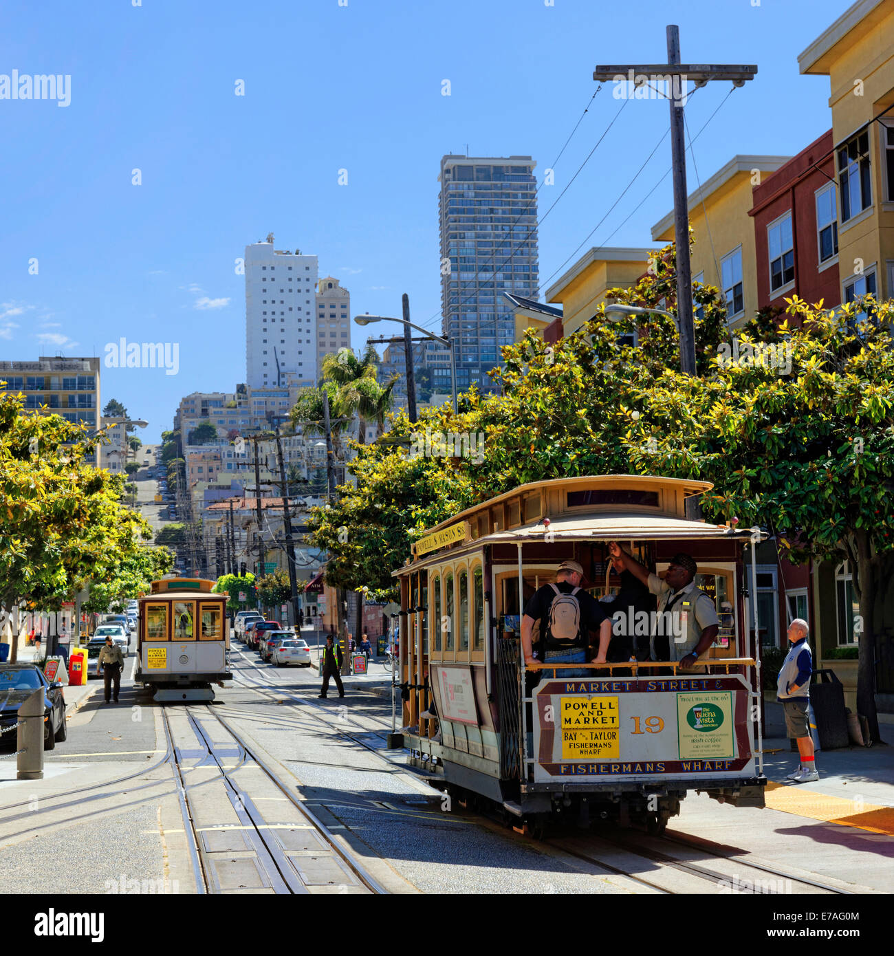 Die historische Cable Car auf Hyde Street, San Francisco, Kalifornien, USA Stockfoto
