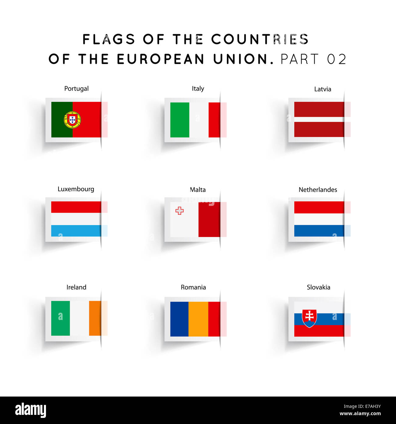 Flaggen der EU-Länder Stockfoto