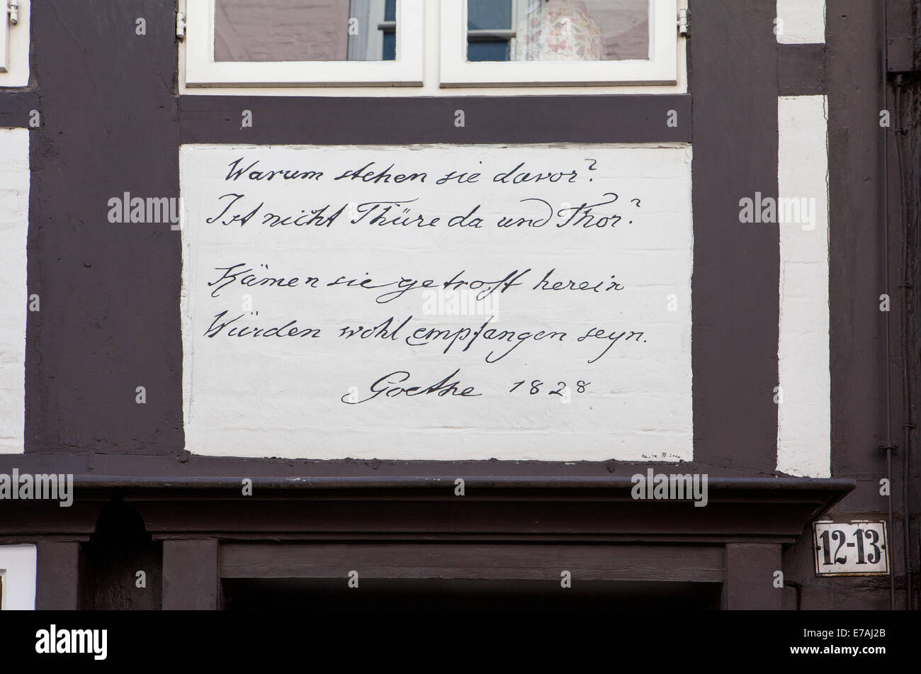 Zitat von Goethe, Brunswick, untere Sachsen, Deutschland, Europa Stockfoto