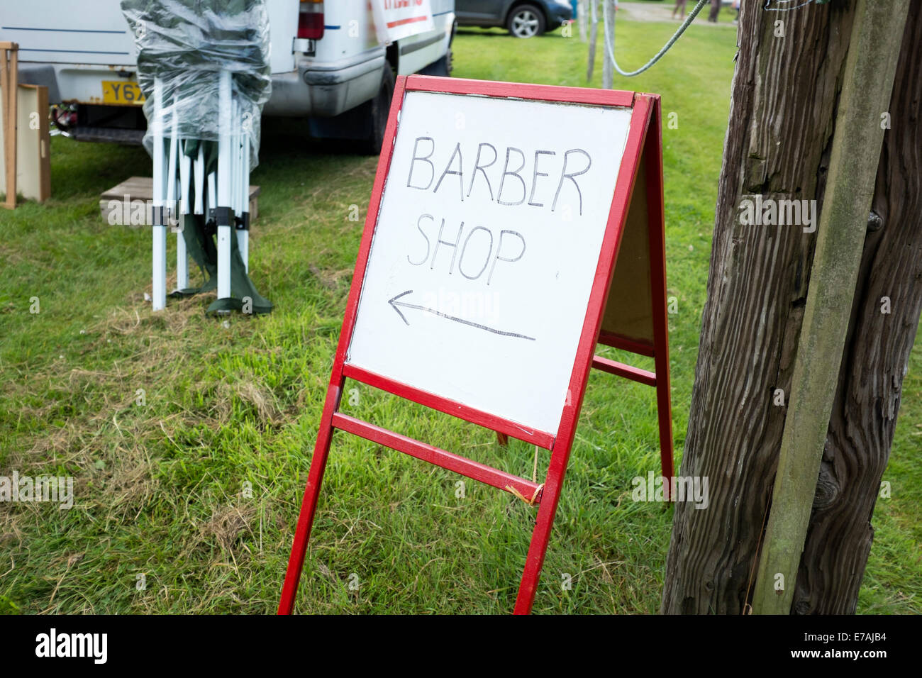 Barber Shop Zeichen temporären Haar Schnitt Landschaft Stockfoto