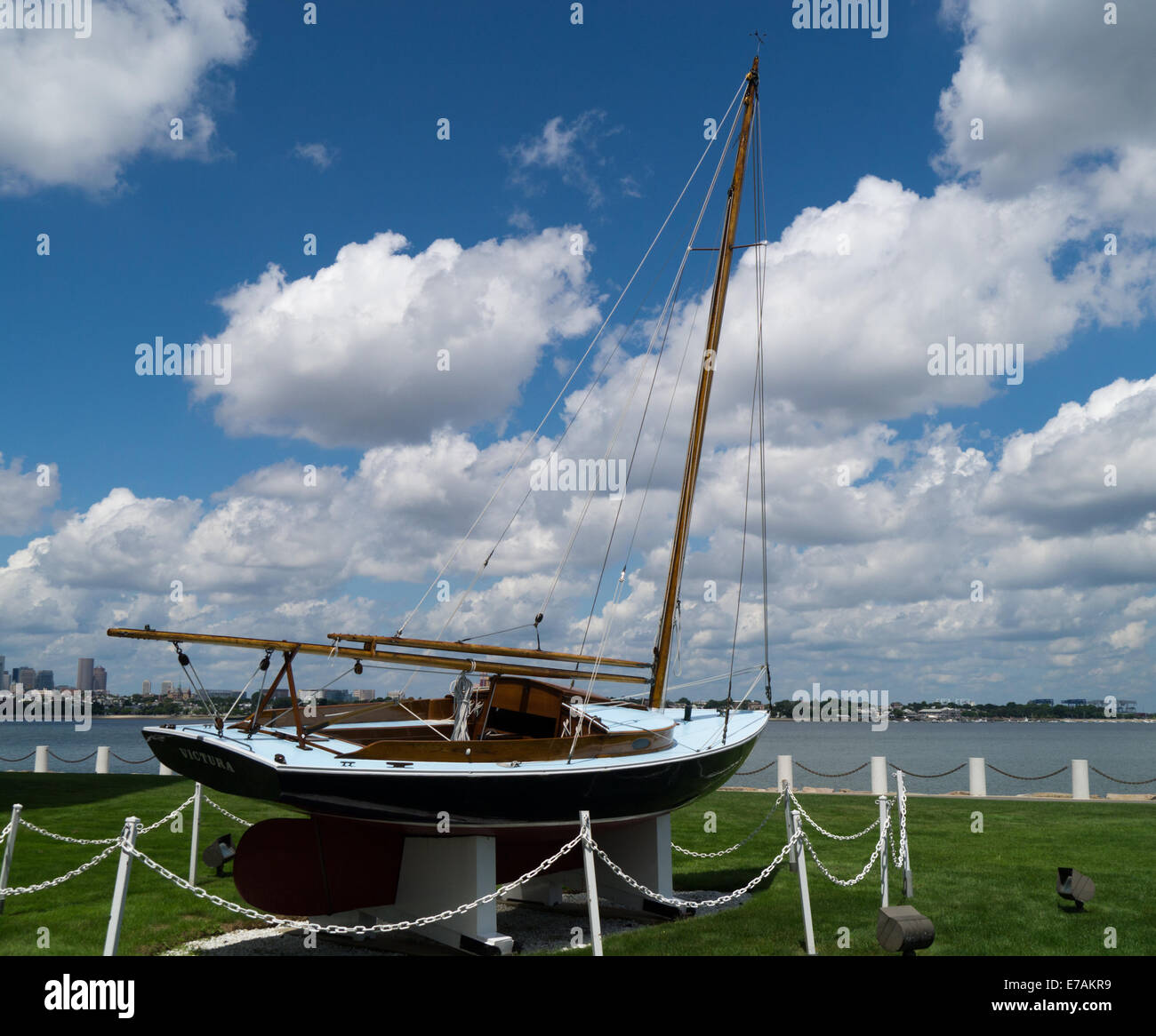 John F. Kennedy Yacht VICTURA im JFK Presedential Library Museum, Dorchester Bay, Boston Massachusetts, USA Stockfoto