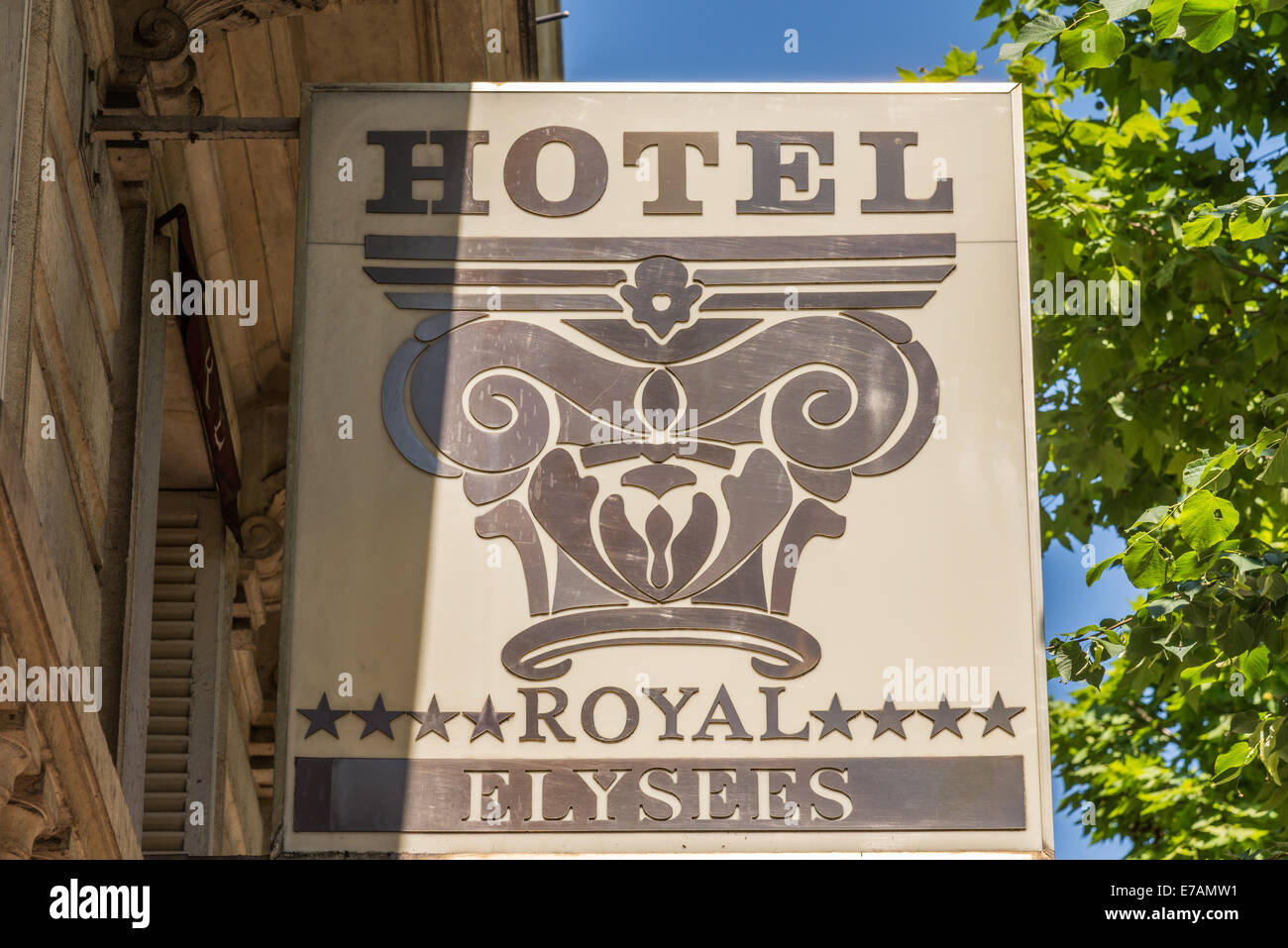 Das vier Sterne Hotel Zeichen des Royal Elysees in Paris Frankreich. Stockfoto