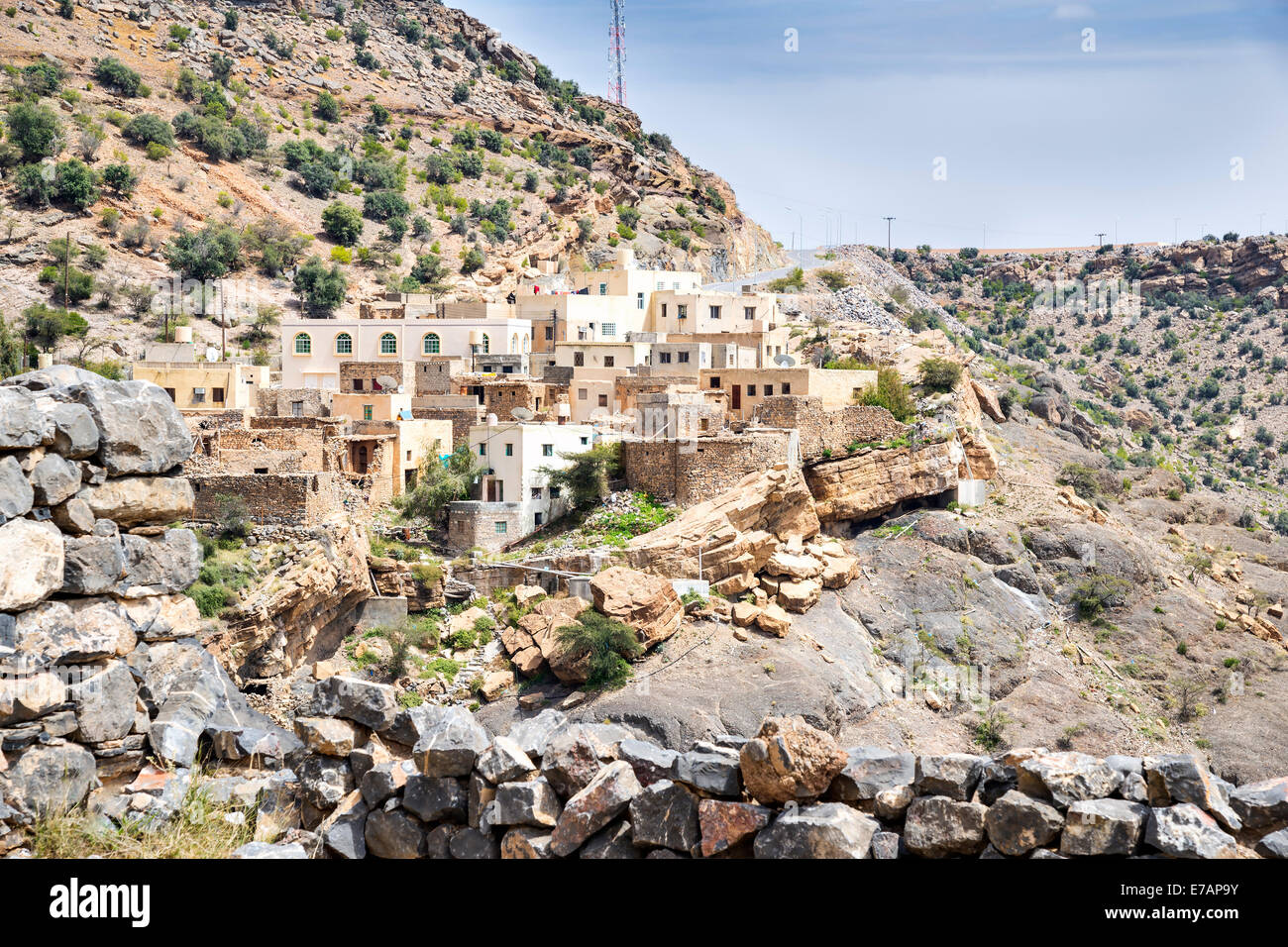 Bild von Dorf und die Berge auf Saiq Plateau in Oman Stockfoto