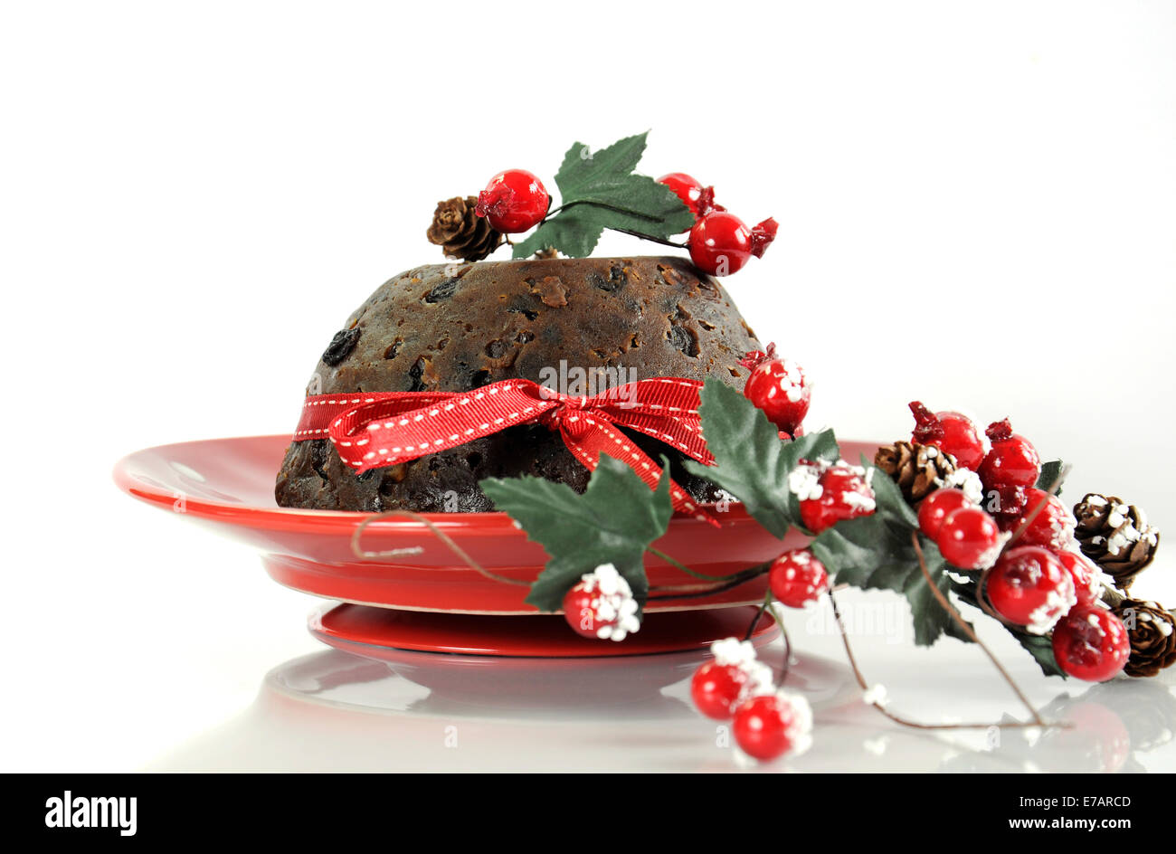 Englisch style Christmas Plum Pudding dessert Stockfoto