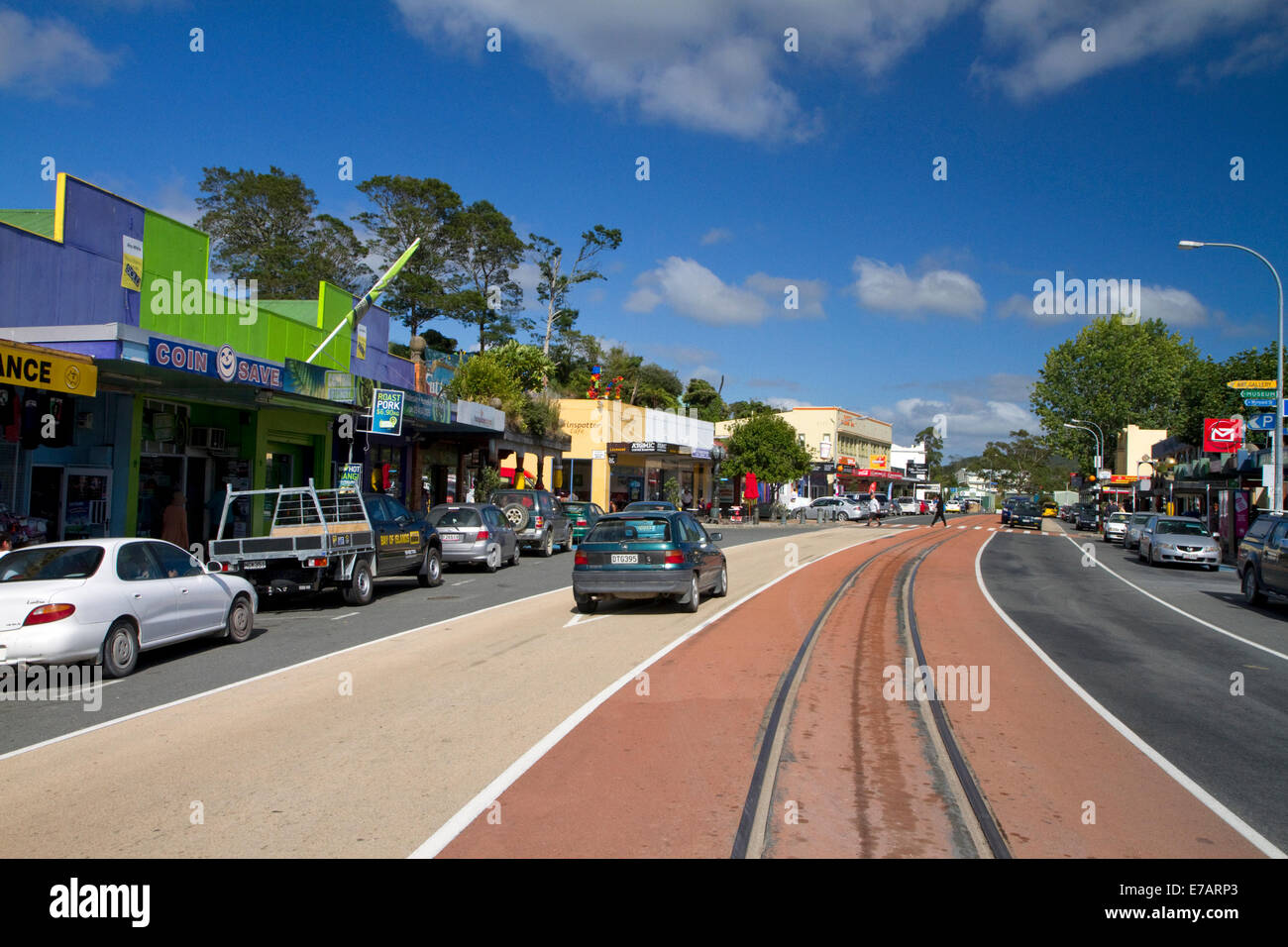 Bucht der Inseln Vintage Railway in der Stadt Kawakawa, Nordinsel, Neuseeland. Stockfoto